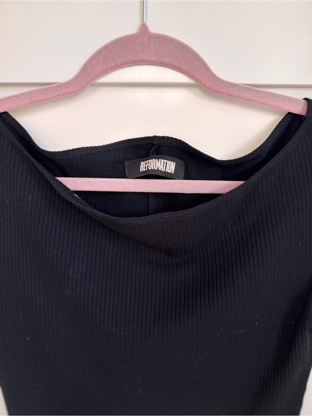 Reformation Black Ribbed Crewneck Tank